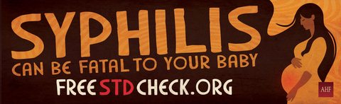 The campaign artwork features an illustration of a visibly pregnant person with the headline, “Syphilis Can be Fatal to Your Baby,” driving to the website URL “FreeSTDCheck.org.” AHF’s congenital syphilis campaign consists of billboards, posters, transit shelters, 2-sheets, buses, bus benches, and street kiosks and began posting nationwide last week. The campaign will run for three months in most markets and is appearing in California, Florida, Georgia, Illinois, Louisiana, Maryland, Mississippi, and Nevada. (Graphic: Business Wire)