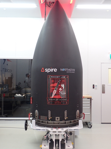 Four satellites for Spire and NorthStar are contained within the Electron rocket fairing ahead of launch at Rocket Lab Launch Complex 1. (Photo: Business Wire)
