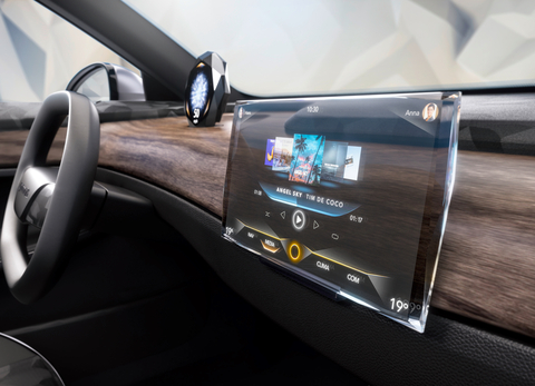 The display is embedded seamlessly into the premium crystal housing, creating the illusion that the content being displayed is floating in the crystal itself. (Photo: Business Wire)