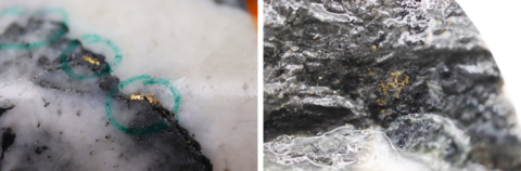 original Figure 1: Photos of mineralization, Left: at ~125m in NFGC-23-1810, Right: at ~126m in NFGC-23-1810 ^Note that these photos are not intended to be representative of gold mineralization in NFGC-23-1810. (Photo: Business Wire)