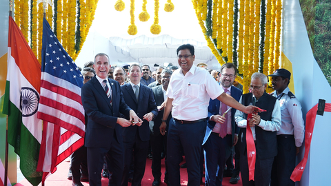 First Solar inaugurated its new facility in Tamil Nadu, India, the country’s first fully vertically integrated solar manufacturing plant. The Minister for Industries, Promotions and Commerce of the Government of Tamil Nadu, Dr T R B Rajaa, the United States Ambassador to India, Eric Garcetti, and Scott Nathan, Chief Executive Officer of the US International Development Finance Corporation (DFC) inaugurated the facility at a ceremony today. (Photo: Business Wire)