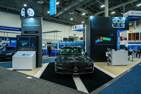 SOSLAB showcases 3D solid-state LiDAR technology, integrated into the front and rear lamps of premium sedans at CES 2024 booth. (Photo: SOSLAB)