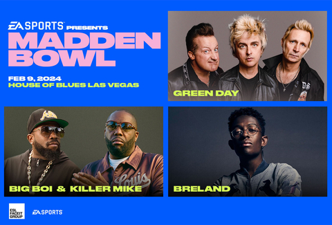 Green Day, Big Boi, Killer Mike and BRELAND will Light Up Las Vegas for Super Bowl LVIII at EA SPORTS Presents The Madden Bowl on February 9 (Photo: Business Wire)