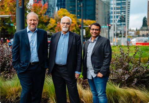 Oleria Co-Founder and CEO Jim Alkove (L), Evolution Equity Partners' Taher Elgamal (M), and Co-Founder and CPO Jagadeesh Kunda (R) (Photo: Business Wire)