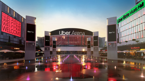 AEG’s iconic two venues in Berlin as well as the surrounding entertainment district will now be known as Uber Arena, Uber Eats Music Hall and Uber Platz (Photo: Business Wire)