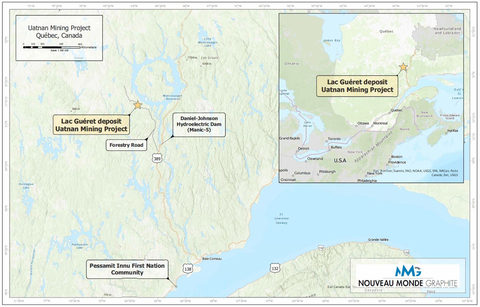 Location of the Uatnan Mining Project, in Québec, Canada. (Graphic: Business Wire)