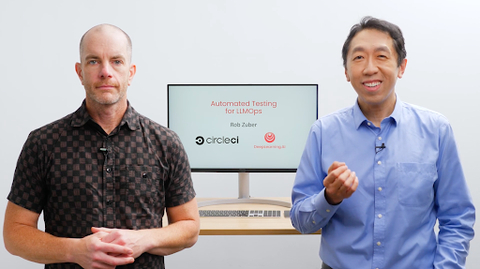 Rob Zuber, CTO at CircleCI [Left] and Andrew Ng, Founder of DeepLearning.AI [Right] announce new short course on automating LLM evaluations. (Photo: Business Wire)