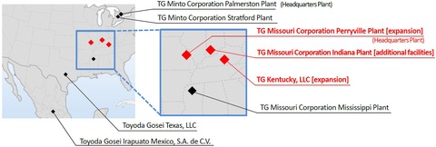 original Production network for interior/exterior parts in North America (Graphic: Business Wire)