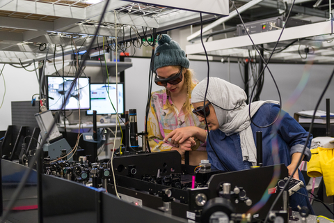 Doctoral students at work in the Photon Science Institute lab. (Photo: Business Wire)