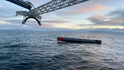 Electron's first stage sits on top of the water ahead of recovery operations to retrieve it following a successful return to Earth from space. (Photo: Business Wire)