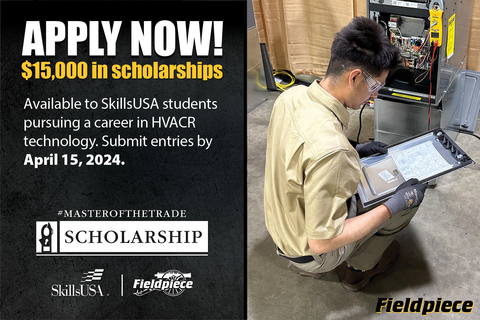 Fieldpiece sponsors $15,000 in scholarships for SkillsUSA students entering the HVACR trade. (Graphic: Fieldpiece)