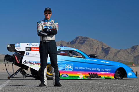 PPG has extended its partnership with Tasca Racing, led by team president and driver Bob Tasca III, pictured with the PPG Nitro Funny Car. (Photo: Business Wire)