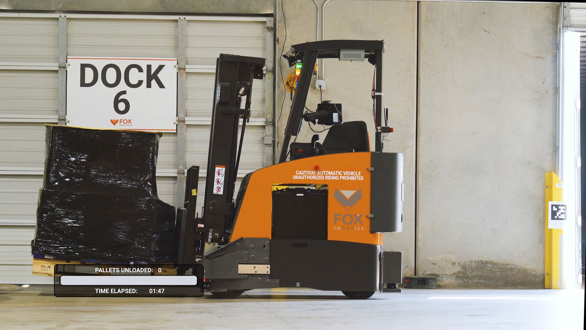 The FoxBot autonomous trailer loader/unloader mitigates a range of issues associated with manual forklift operation that disrupt warehouse operations by automating time-consuming repetitive tasks, increasing employee productivity, and supporting a safe environment with a lower risk of injury. With its sensors for real-time perception and proprietary software, the autonomous forklift navigates the warehouse floor with precision, avoiding obstacles as it picks pallets. Developed with innovative and proprietary machine learning and vision technology, the Fox Robotics ATL automates the unloading of pallets from trailers so workers can focus on critical responsibilities in the warehouse. Using real-time vision and remote safety sensors featuring Light Detection and Ranging (LiDAR) perception and the suite of the following capabilities, the FoxBot autonomous forklift maneuvers the warehouse floor safely and efficiently.