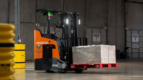 The FoxBot autonomous forklift is the world's first Class 1 electric, stand-up autonomous forklift designed for load/unload operations on warehouse loading docks. Classified as an autonomous mobile robot (AMR), it automates an array of operator tasks to improve workplace safety, increase productivity, and enhance employee satisfaction. (Photo: Business Wire)