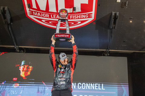 Pro Dustin Connell of Clanton, Alabama, weighed 36 scorable bass totaling 112 pounds, 4 ounces to earn his fifth Bass Pro Tour win and the top award of $100,000 at the Major League Fishing (MLF) Bass Pro Tour B&W Trailer Hitches Stage One at Toledo Bend Lake Presented by Power-Pole. (Photo: Business Wire)