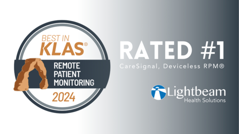 Lightbeam Health Solutions, the leader in population health enablement technology and services, ranked #1 Best in KLAS® in Remote Patient Monitoring (RPM), achieving a 91.1% satisfaction score for its Deviceless RPM® solution, CareSignal. The 2024 Best in KLAS: Software and Services report recognizes software and services that have played a pivotal role in helping healthcare organizations realize success and generate improved outcomes over the last 12 to 18 months. All rankings are a direct result of the feedback of thousands of providers over the last year. (Graphic: Business Wire)