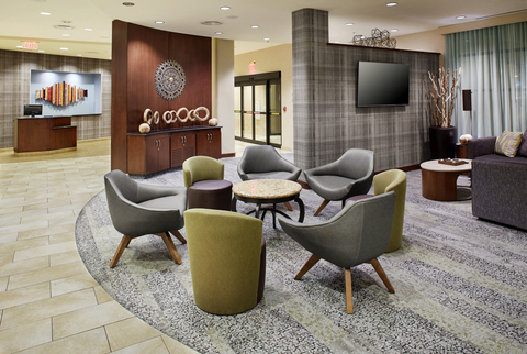 Crawford Hoying has announced the acquisition of Courtyard by Marriott Hamilton (lobby pictured) in partnership with award-winning international hotel owner, operator and developer, Shaner Hotel Group. (Photo: Business Wire)