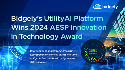 Bidgely has been named winner of the 2024 AESP Energy Awards for the success of its UtilityAI Platform in solving the industry's most pressing challenges. (Graphic: Business Wire)