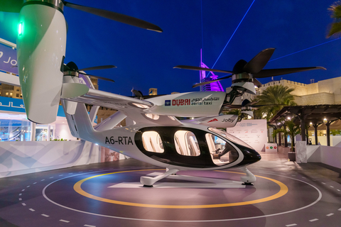 Joby’s electric air taxi on display at the World Governments Summit in Dubai. Joby Aviation photo