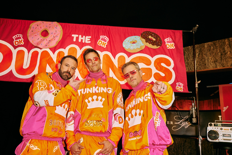 Ben Affleck’s journey to becoming a pop star confirms that anything is possible when you run on Dunkin’. Premiered during Super Bowl LVIII, “The DunKings" features Ben Affleck, Matt Damon and Tom Brady. (Photo: Business Wire)