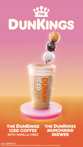 Knowing anything is possible with Dunkin’ fueling the journey, the brand is bringing The DunKings’ dreams to life by launching their namesake drink: The DunKings Iced Coffee and MUNCHKINS Skewer. Available at Dunkin' locations nationwide for a limited time beginning Monday, Feb. 12. (Photo: Business Wire)