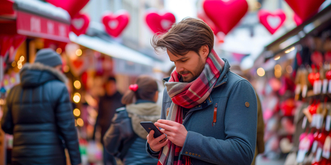 Man in a scarf using his phone. (Photo: Business Wire)