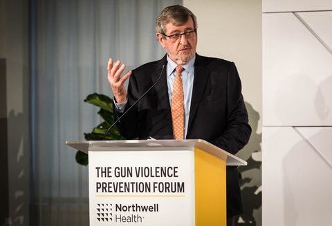 Michael Dowling, Northwell Health’s president and CEO delivers remarks during a previous Gun Violence Prevention Forum. (Credit: Northwell Health)