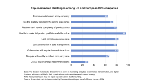 2024 research reveals top ecommerce challenges among US and European B2B companies. (Graphic: Business Wire)