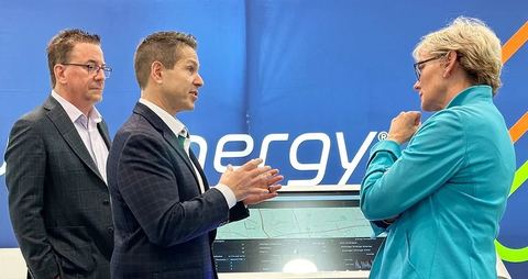 U.S. Secretary of Energy Jennifer Granholm meets with Future Energy CEO Sam DiNello and EVP Dan Young at the 2024 NADA Show in Las Vegas. Sec. Granholm met with Future Energy to discuss EV adoption by automotive dealerships and vehicle-to-grid technology. (Photo provided by Future Energy)