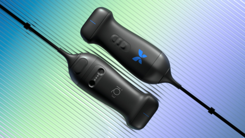 The Butterfly iQ3 device featuring a new user-centric ergonomic design that is smaller, lighter and better weight distributed.