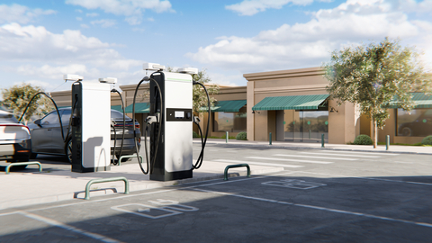 Wallbox's Supernova 180 DC fast charger in a mall parking lot. (Photo: Business Wire)