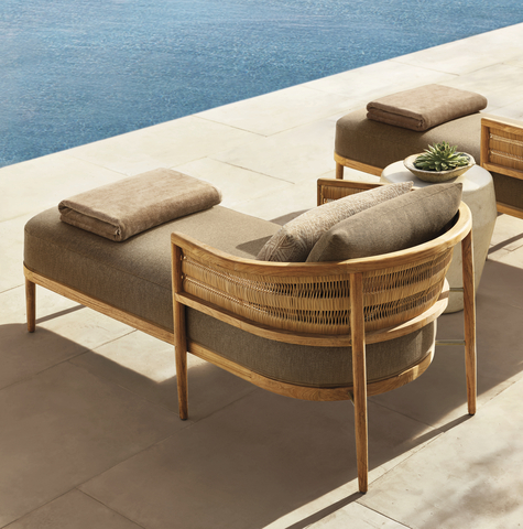 RH OUTDOOR 2024 INTRODUCES THE NUSA COLLECTION IN PREMIUM SOLID TEAK & ALL-WEATHER WICKER. DESIGNED BY ISABEL ROJO & VICTOR SEGARRA, VALENCIA. (Photo: Business Wire)