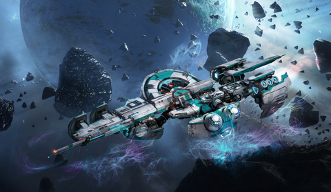 original A Space Nation ship idling in an asteroid belt. (Photo: Business Wire)