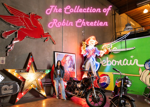 An eclectic array of vintage motorcycles, biker memorabilia, neon advertising signs and billboards will be among the rare items from the personal collection of French fashion designer Robin Chrétien offered at Abell Auction Co.'s exclusive online sale on February 29. www.abell.com (Photo: Business Wire)