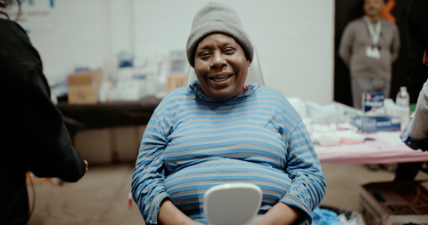 Patient from the Oklahoma Dental Association Mission of Mercy event for people in need getting new Stratasys TrueDent 3D printed denture. Stratasys partnered with Oklahoma-based Express Labs to provide the TrueDent denture material. (Photo: Business Wire)