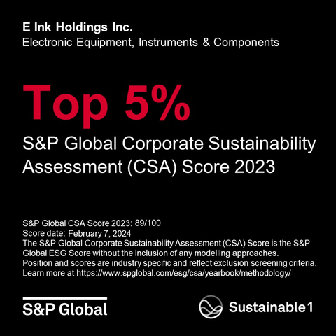 E Ink achieves top 5% position in S&P Global Sustainability Yearbook (Graphic: Business Wire)