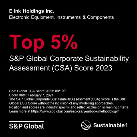 original E Ink achieves top 5% position in S&P Global Sustainability Yearbook (Graphic: Business Wire)