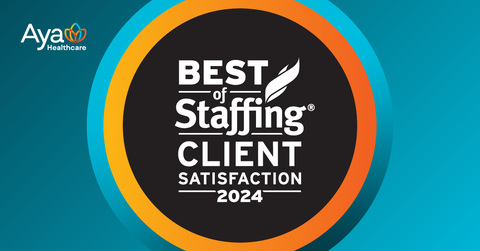 Aya Healthcare, the largest healthcare talent software and staffing company in the United States, won the Best of Staffing Client Award by ClearlyRated for providing superior service to healthcare systems and hospitals across the nation. (Graphic: Business Wire)