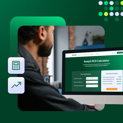 original Keepit introduces a Return On Investment calculator, designed to provide users with tailored insights into the financial benefits of Keepit's solutions for their specific organizational needs (Graphic: Business Wire)