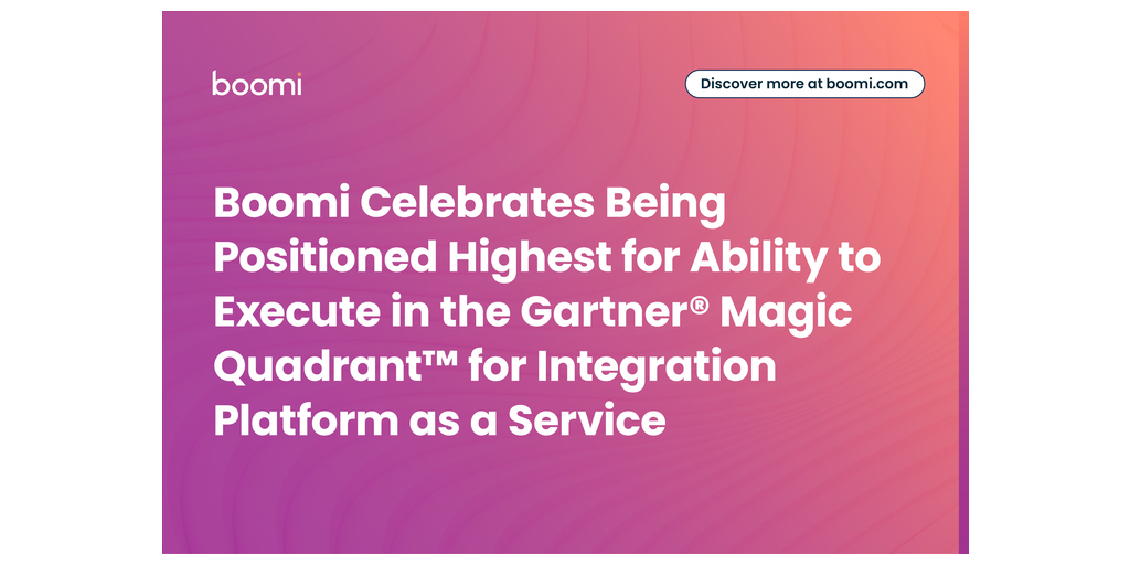  Boomi celebra l’essere collocata a un livello superiore per la sua Capacità di esecuzione nel Gartner® Magic Quadrant™ per Integration Platform as a Service