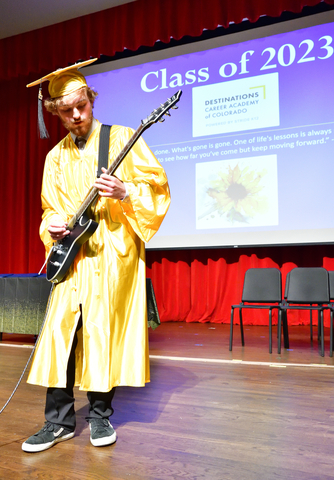 Brady Morenz - CODCA Class of '23, performing during the 2023 Graduation Ceremony (Photo: Business Wire)