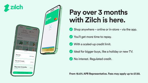Zilch Launches Pay over 3 months interest-free regulated product (Graphic: Business Wire)