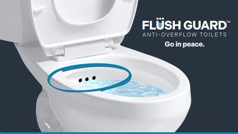 FGI Industries, Ltd. (Nasdaq: FGI) launches Flush Guard™ Anti-Overflow Toilets, with a patented drain system designed to prevent overflows. Introducing Flush Guard™ “the cure to Overflowbia,” FGI launched this breakthrough toilet technology at KBIS (the Kitchen & Bath Industry Show) in Las Vegas on February 27, 2024. As the tagline states, now people can “Go in Peace." To learn more visit FlushGuardToilets.com. (Graphic: Business Wire)