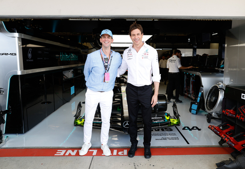 BetterUp announced a North American supplier partnership with the Mercedes-AMG PETRONAS F1 Team. Pictured is BetterUp CEO and Co-founder Alexi Robichaux and Toto Wolff, CEO and Team Principal of the Mercedes-AMG PETRONAS F1 Team. (Photo: Business Wire)