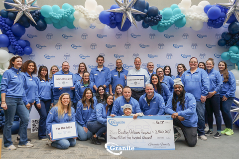 thumbnail Granite CEO Rob Hale and team members stand proudly alongside a donation check destined for Boston Children’s Hospital. (Photo: Business Wire)