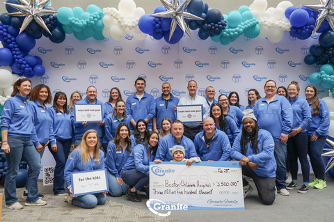 Granite CEO Rob Hale and team members stand proudly alongside a donation check destined for Boston Children’s Hospital. (Photo: Business Wire)