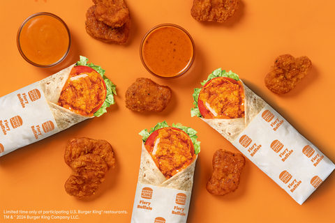 Burger King brings the heat to its fan-favorite Royal Crispy Wraps for a limited time starting March 7, with a new Fiery Buffalo flavor – also available as chicken nuggets, while supplies last. To learn more, visit www.BK.com. (Photo: Business Wire)