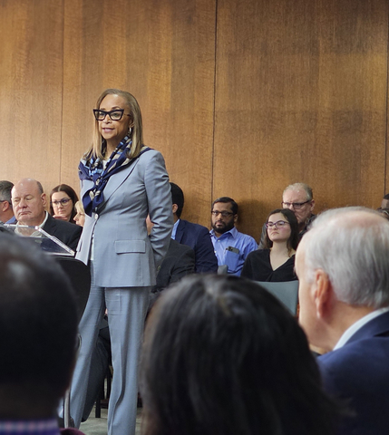 Former Port Houston Commissioner Cheryl Creuzot shares closing remarks at the end of the Port Houston Commission regular monthly meeting held on February 29. (Photo: Business Wire)