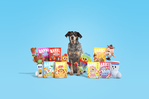 BARK's new dog treats collection is reminiscent of ‘80s and ‘90s breakfast cereals with unique packaging, mascots and surprises in every box. (Photo: Business Wire)
