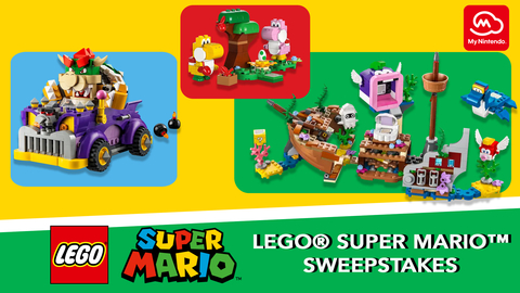 From now through April 16, enter the My Nintendo LEGO® Super Mario™ Sweepstakes for a chance to win a trio of exciting LEGO® Super Mario™ sets featuring Bowser, Dorrie and Yoshi. (Graphic: Business Wire)
